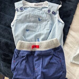 Tommy Bahama Baby Blue Overalls with Navy Shorts